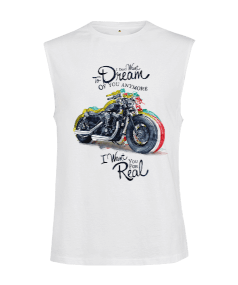 Sleeve Chopper Motorsiklet Tasarım Baskılı Kesik Kol Unisex Tişört