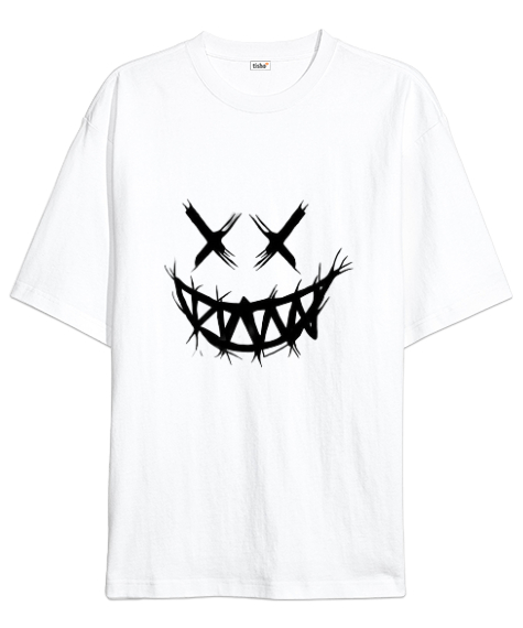 Tisho - Smile Beyaz Oversize Unisex Tişört