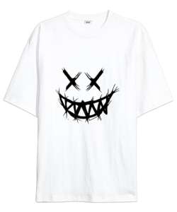 Smile Beyaz Oversize Unisex Tişört