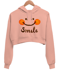 Smile Kadın Crop Hoodie Kapüşonlu Sweatshirt