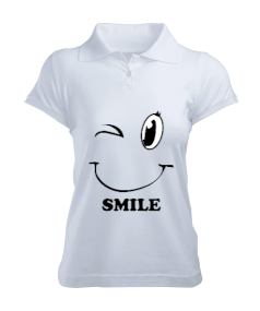 SMİLE kadın polo yaka t-shirt Kadın Polo Yaka Tişört