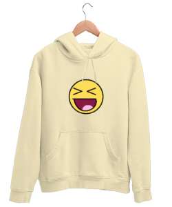 Smile Krem Unisex Kapşonlu Sweatshirt