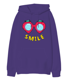 Smile Oversize Unisex Kapüşonlu Sweatshirt