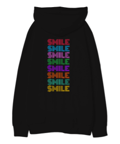 Smıle Oversize Unisex Kapüşonlu Sweatshirt