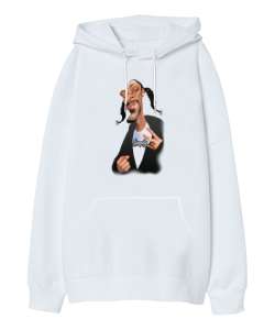 Snoop Dogg Beyaz Oversize Unisex Kapüşonlu Sweatshirt