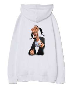 Snoop Dogg Beyaz Oversize Unisex Kapüşonlu Sweatshirt