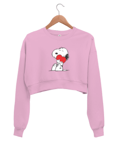 Snoopy baskılı Kadın Crop Sweatshirt