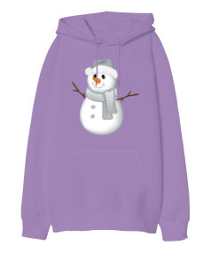 Snowman kadın Oversize Unisex Kapüşonlu Sweatshirt