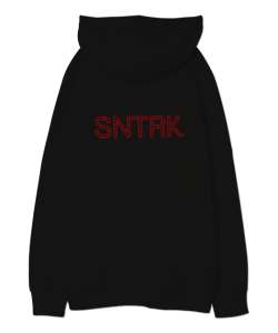 SNTRK Siyah Oversize Unisex Kapüşonlu Sweatshirt