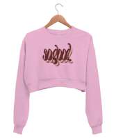 so good- çok iyi Pembe Kadın Crop Sweatshirt - Thumbnail