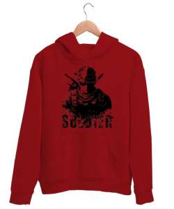 Soldier Kırmızı Unisex Kapşonlu Sweatshirt