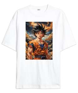 Son Goku Beyaz Oversize Unisex Tişört