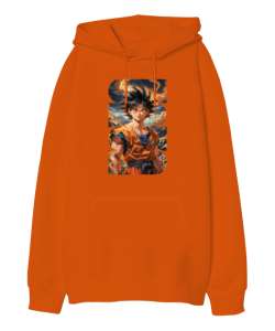 Son Goku Turuncu Oversize Unisex Kapüşonlu Sweatshirt