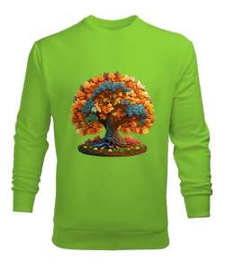 Sonbahar Mevsimi Fıstık Yeşili Erkek Sweatshirt