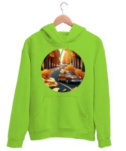 Sonbahar Mevsimi Fıstık Yeşili Unisex Kapşonlu Sweatshirt