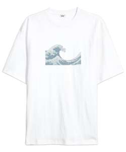 Sound of Waves Beyaz Oversize Unisex Tişört