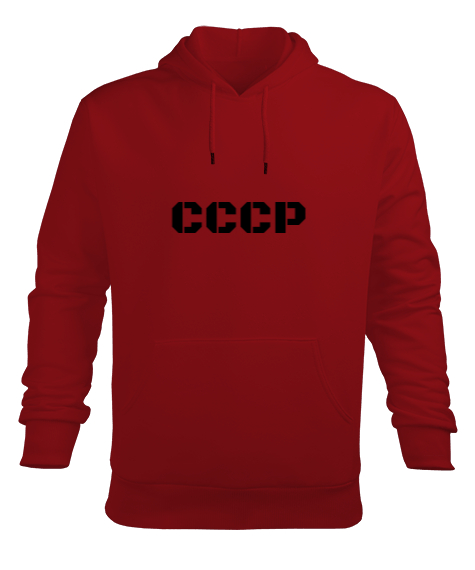 Sovyet baskılı Kırmızı Erkek Kapüşonlu Hoodie Sweatshirt