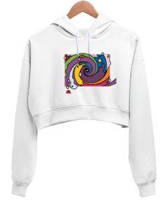 SOYUT RESİM Kadın Crop Hoodie Kapüşonlu Sweatshirt