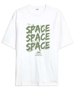 Space Beyaz Oversize Unisex Tişört