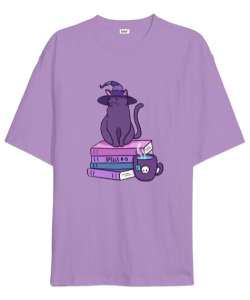 Spells Cat Lila Oversize Unisex Tişört