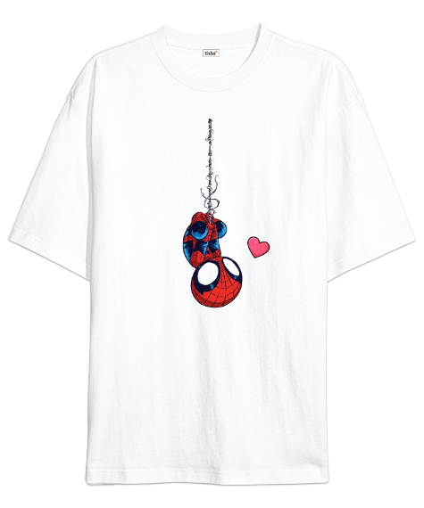 Tisho - Spiderman Beyaz Oversize Unisex Tişört