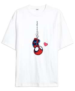 Spiderman Beyaz Oversize Unisex Tişört