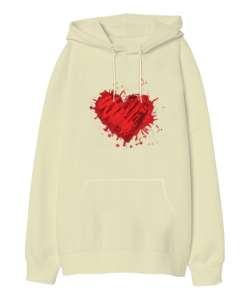 SPLASH LOVE Krem Oversize Unisex Kapüşonlu Sweatshirt