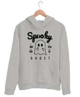 Spooky Ghost Gri Unisex Kapşonlu Sweatshirt - Thumbnail