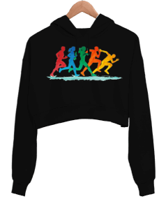 Spor Aşktır. Kadın Crop Hoodie Kapüşonlu Sweatshirt