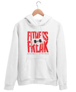 Spor Düşkünü - Fitness Freak Beyaz Unisex Kapşonlu Sweatshirt