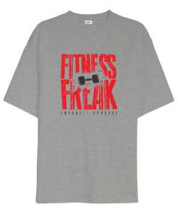 Spor Düşkünü - Fitness Freak Gri Oversize Unisex Tişört