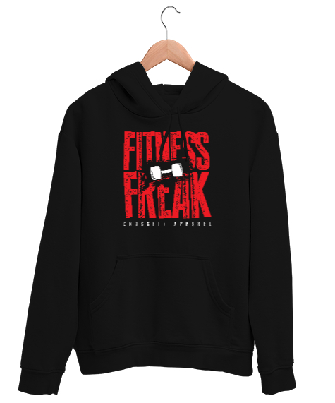 Tisho - Spor Düşkünü - Fitness Freak Siyah Unisex Kapşonlu Sweatshirt