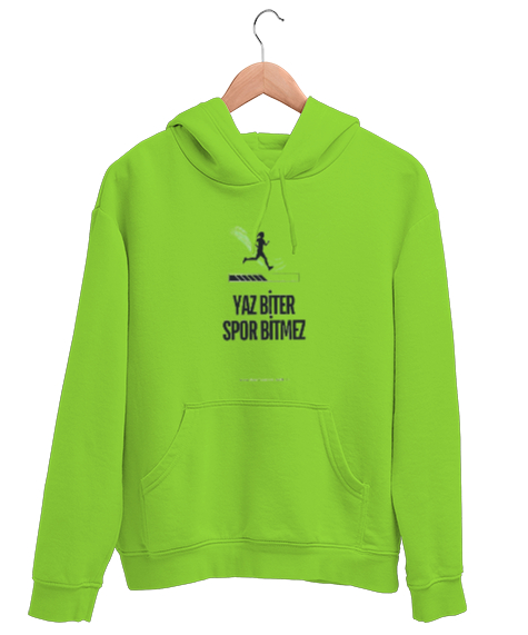 Tisho - Spor Fıstık Yeşili Unisex Kapşonlu Sweatshirt