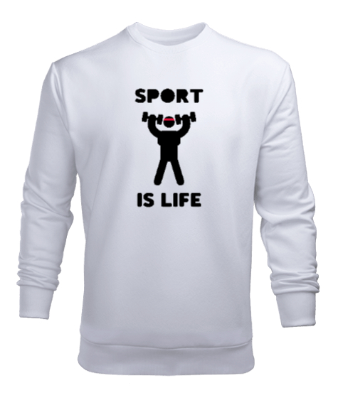 Sport Is Life Stickman Beyaz Erkek Sweatshirt