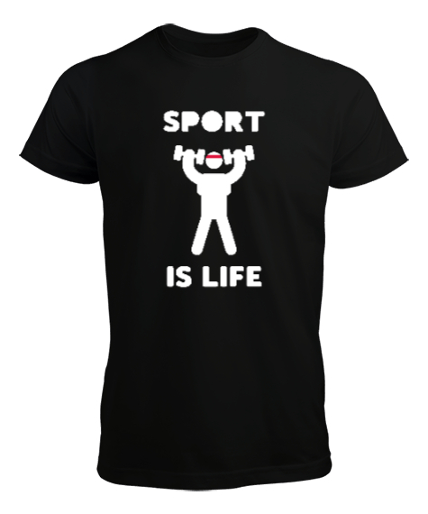 Sport Is Life Stickman Siyah Erkek Tişört