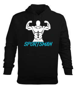 Sportsman Siyah Erkek Kapüşonlu Hoodie Sweatshirt