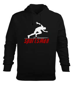 Sportsman Siyah Erkek Kapüşonlu Hoodie Sweatshirt