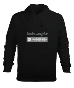 Spotif Karekod Baskılı Erkek Kapüşonlu Hoodie Sweatshirt