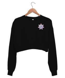 Star bird Siyah Kadın Crop Sweatshirt