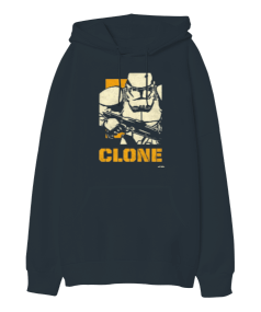 Star Wars Clone Wars Tasarım Baskılı Füme Oversize Unisex Kapüşonlu Sweatshirt