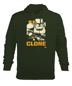 Star Wars Clone Wars Tasarım Baskılı Haki Yeşili Erkek Kapüşonlu Hoodie Sweatshirt