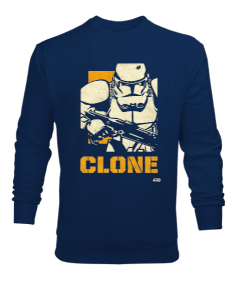 Star Wars Clone Wars Tasarım Baskılı Lacivert Erkek Sweatshirt