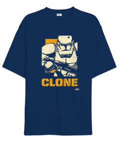 Star Wars Clone Wars Tasarım Baskılı Lacivert Oversize Unisex Tişört