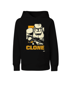 Star Wars Clone Wars Tasarım Baskılı Siyah Çocuk Unisex Hoodie Kapüşonlu