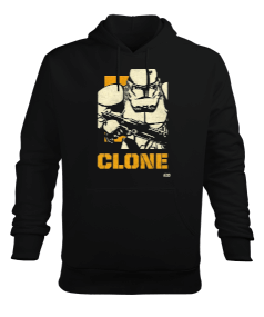 Star Wars Clone Wars Tasarım Baskılı Siyah Erkek Kapüşonlu Hoodie Sweatshirt