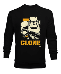 Star Wars Clone Wars Tasarım Baskılı Siyah Erkek Sweatshirt