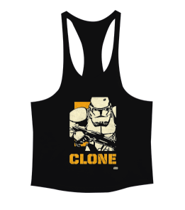 Star Wars Clone Wars Tasarım Baskılı Siyah Erkek Tank Top Atlet