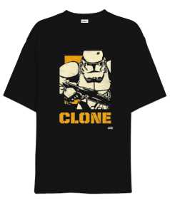 Star Wars Clone Wars Tasarım Baskılı Siyah Oversize Unisex Tişört