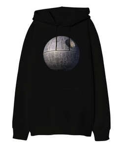 Star Wars Ölüm Gezegeni Siyah Oversize Unisex Kapüşonlu Sweatshirt