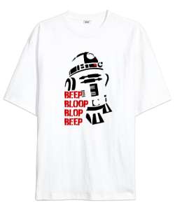 Star Wars R2-D2 Droit Beyaz Oversize Unisex Tişört